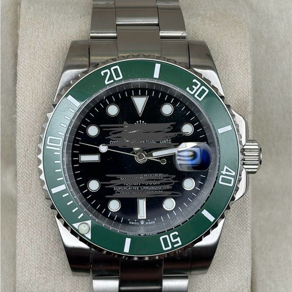 Luxury Silver and Green Men's Watch